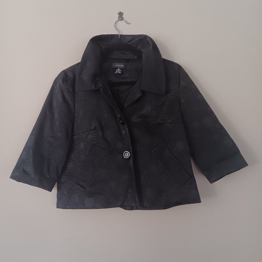 Spense Black Textured Crop Coat 3/4 Sleeve Size M EUC